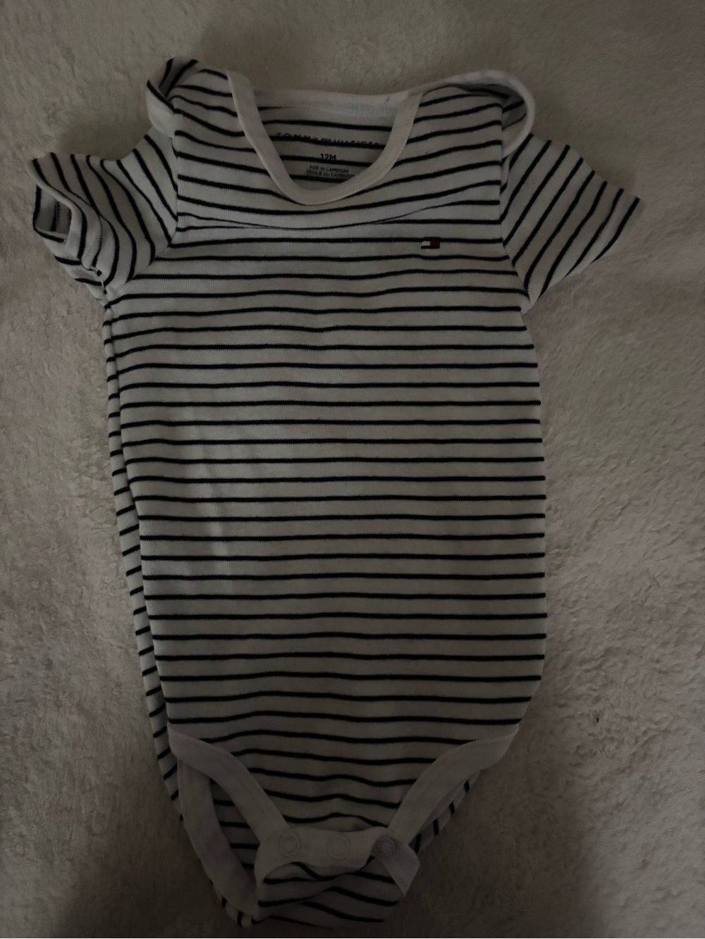 Tommy Hilfiger White and Navy Striped Baby One-Piece